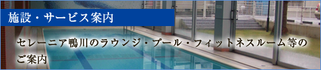 施設・サービス案内　セレーニア鴨川のラウンジ・プール・フィットネスルーム等のご案内